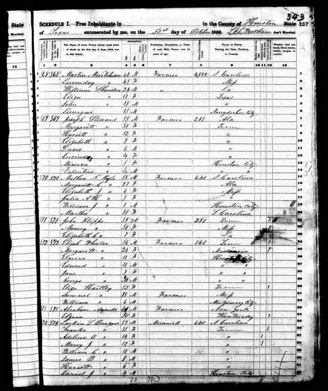 Blackley, Charley 1870 Census